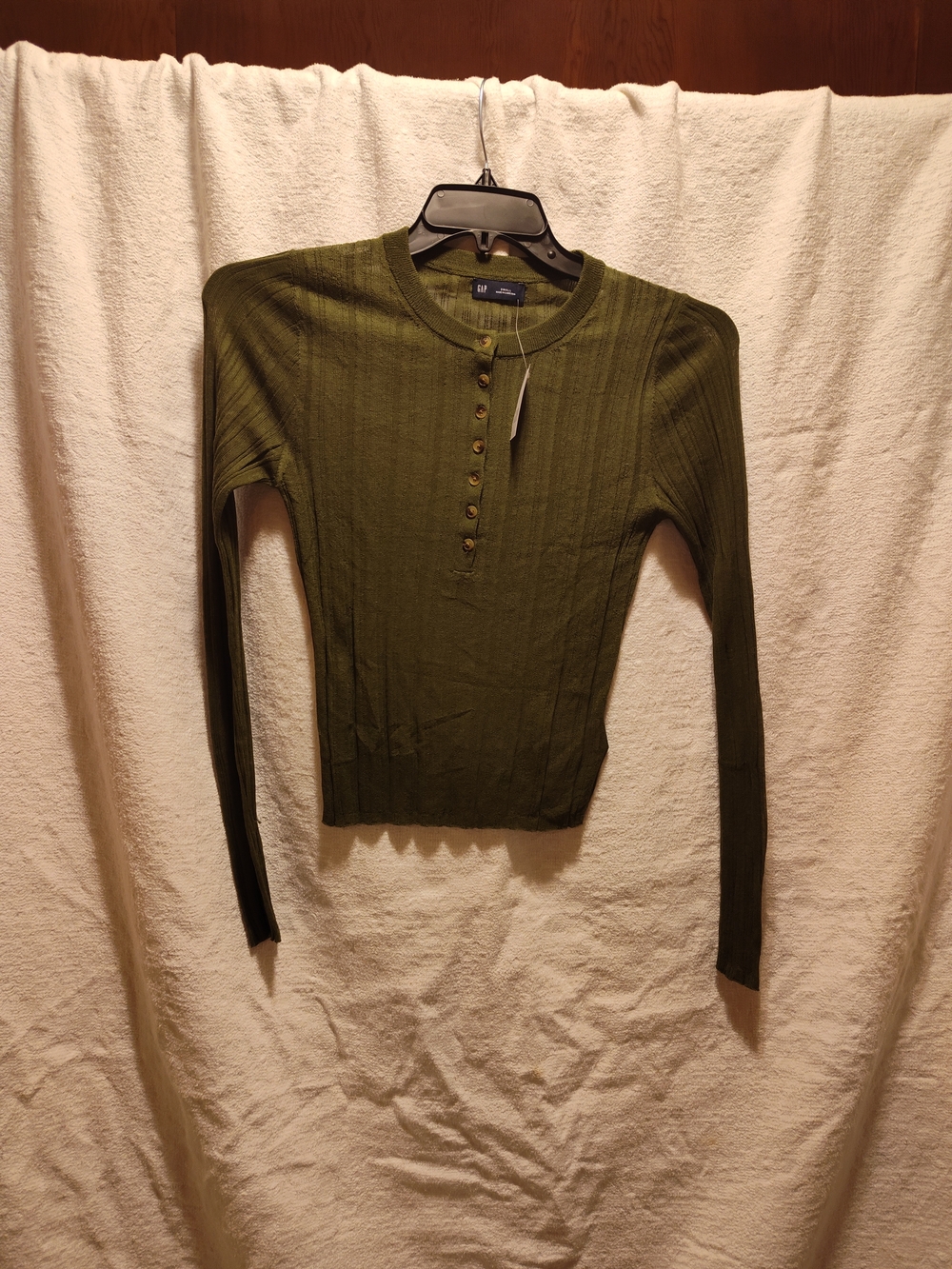 GAP Olive Ribbed Henley Top